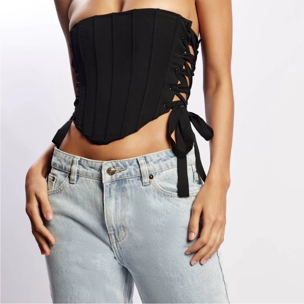 NWT Meshki Elizabeth Black Strapless Corset Top